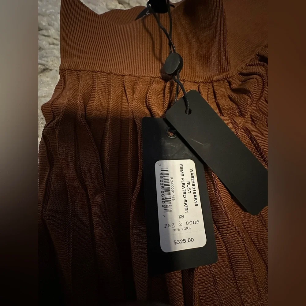 SOLD OUT rag & bone Esme Pleated Midi Skirt Brown NWT XS - Picture 7 of 9
